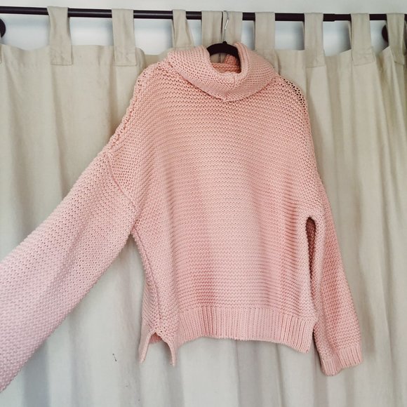 Zara Chunky Horizontal Rib Knit Sweater -Pink - M - Picture 5 of 9